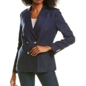 J McLaughlin Ressie Jacket Navy Double Breasted Linen Blazer NWT Sz 8